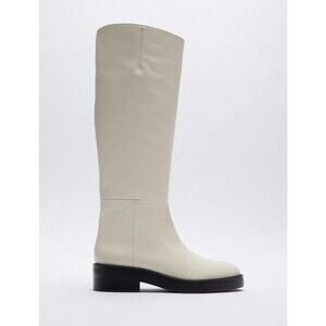ZARA Flat Leather Boot - 9